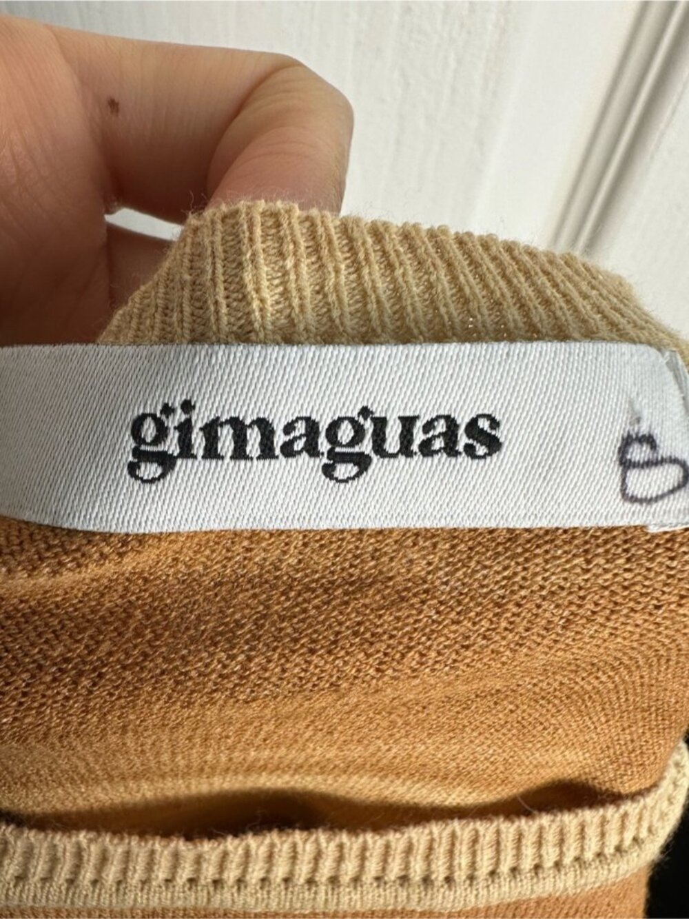 Gimaguas Jacaranda Beige Orange Yellow Striped loose knit Jumper Sweater crew S - Picture 9 of 10